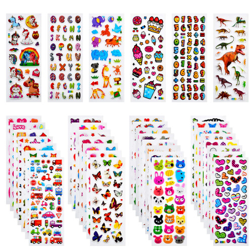 Habett 3D Stickers for Kids, 920+ 3D Puffy Stickers (36 Sheets)