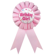 Maggidea Birthday Girl Rosette Badge Baby Pink Birthday Girl Award Ribbon Badge Decorations for Kids Girls Party Decoration Supplies