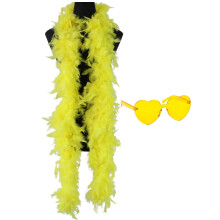 db11 Colorful Feather Boas, 6.6ft Feather Boa for Women for Dancing Wedding Party Cosplay Halloween,with Heart Rimless Sunglasses