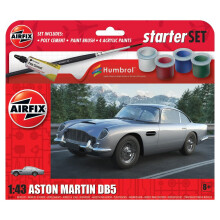 Airfix Starter Set - A55011 Aston Martin DB5 Model Building Kit - Plastic Model Car Kits for Adults & Children 8+, Set Includes Decals, Humbrol Acryl