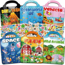 Kalysky 6 Pack Reusable Sticker Book for Kids 2 3 4 Year Olds, 300+ 3D Puffy Sticker Books for Toddlers, Stickers Activity Pack Learning Toy Birthday
