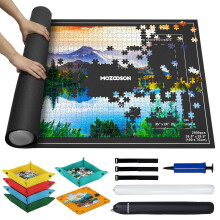 MOZOOSON Jigsaw Mat - Felt Puzzle Roll Up Mat for 2000/1500 / 1000 Pieces, Jigsaw Accessories, Puzzle Mat for Storage and Move (46.4 x 31.5 inches) -