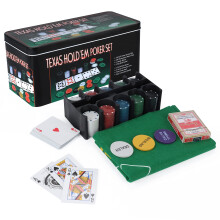 JUNGLE STONE 200 Piece Poker Set Casino Style Game Texas Hold'em Poker and Blackjack Game with Felt Double Side Mat, Chips, Chip Deck