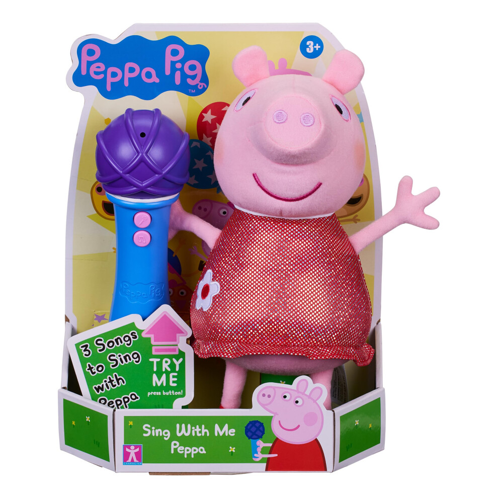 Peppa Pig , Sing With Me Peppa, Interactive Feature Plush, Musical Soft Toy With Microphone, Toys, Gift For Preschoolers