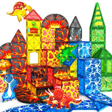 Magnetic Tiles Dinosaur Toys Magnet Tiles for Kids Ages 3-5 4-8 5-7, DINO-LAVA World Magnetic Building Blocks Montessori Educational Toys 3+ Year Old