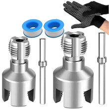 1/2' and 3/4' NPT Pipe Threading Tool Kit for PVC, Hex Shank Power Drill, Manganese Steel Cutter