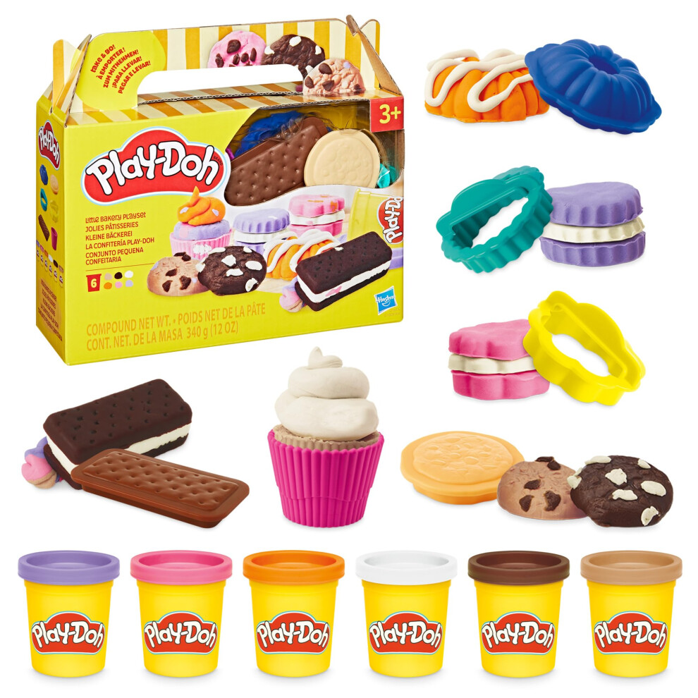 Play-Doh Little Bakery Playset, Modelling Compound Bakery Toy With Cutters, Rollers & Decorating Tools, Mould & Slice Colourful Treats, Arts & Crafts