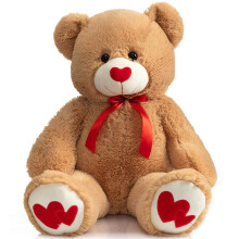 BEJOY Giant Teddy Bear 91cm Stuffed Animal Large Bear Plush with Love Red Heart for Girlfriend and Kids Valentine's Day, 36 inch Tan