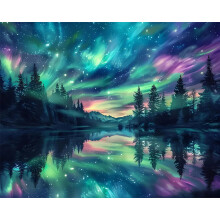 Hongyrjy Aurora Paint by Numbers for Adults-Painting Kits for Adults,Starry Sky Paint by Number Canvas,Paint by Numbers for Adult Scenery Perfect for