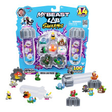 MrBeast Lab Swarms Hyper Fusion Series, Biting Hot Sauce Collectibles, Collect Over 100 Unique Swarms, Mega Lab Pack with 14 Micro Beasts, 14 Sticker