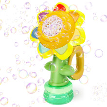 Jovicos Bubble Machine for Kids, Rechargeable Dancing Sunflower Bubble Maker, Light Up Automatic Bubble Blower Toys for Baby Childrens Girls Gift, Bu