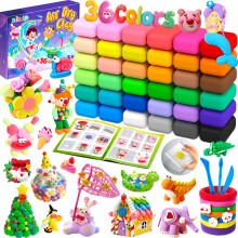 Bridokit Air Dry Clay, 36 Colours Modelling Clay for Kids with Press Plate, Modelling Tools and Booklet, Arts and DIY Creative Craft Magic Clay Kits,