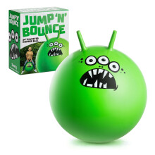 Toyrific Jump N Bounce Kids Space Hopper, 24 Inch Retro Bouncing Ball with Easy Grip Handles, Outdoor or Indoor Exercise Toy for Ages 3+, Scary Green