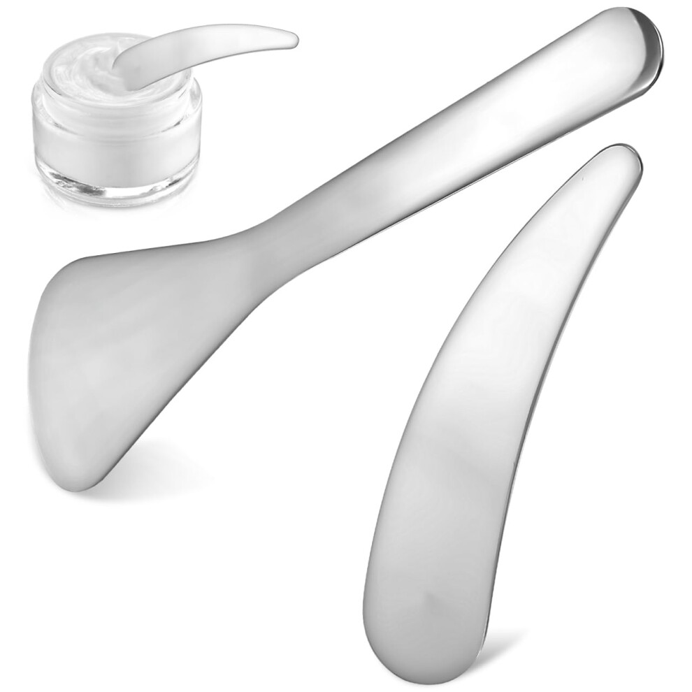 Dark 2Pcs Stainless Steel Skincare Spatula Applicator With Eye Roller Facial Massage Tool For Circles