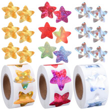 1500Pcs Shiny Reward Stickers, 3 Rolls Star Stickers, Reward Sticker for Children,Motivational Holographic Star Sticker for Children Students Teacher