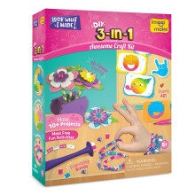 Imagimake 3-in-1 Awesome Craft Kit - Arts and Crafts Kits for Kids | Friendship Bracelet Making, 3D Flower Making, Stamp Art | 5,6,7,8,9,10,11,12 Yea