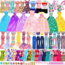 Miunana 54 Pcs 11.5 inch Doll Clothes & Accessories: Fashion Sequin Floral Dresses Tops Pants Swimsuits Party Dresses Wings Costume Shoes Hangers for