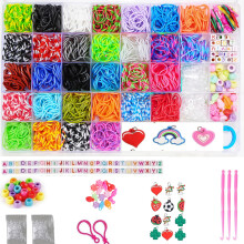 2500+ Rubber Bands,Loom Band Kit, DIY Rubber Bands Set for Bracelet, 15 Charms, 80 + Beads, 3 Crochet Hooks, 96 S Clips, Gift for Boys Girls
