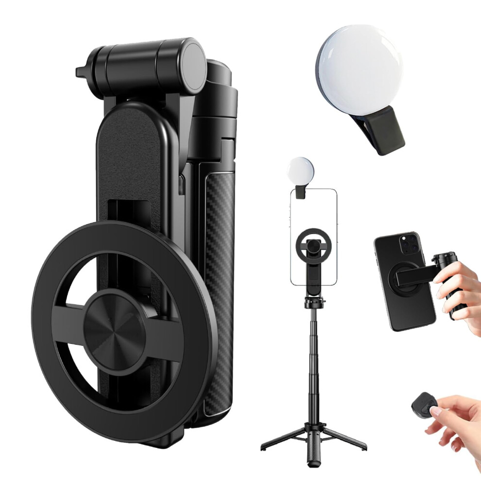 Magnetic Selfie Stick Tripod 4In1 With 360 Rotation, Wireless Remote For Travel And Vlogging 9455672904674
