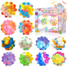 12 Pcs Pop Stress Ball Fidget Toys, 3D Push Bubbles Silicone Bubbles Balls Squeeze Pressure Ball Toy Anti Anxiety Relieve Stress Fit Adults Hand Exer