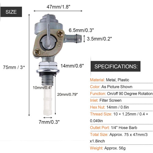 Universal Generator Fuel Shut Off Valve with Quick Flow Control for Small Engines and Durable Performance 2