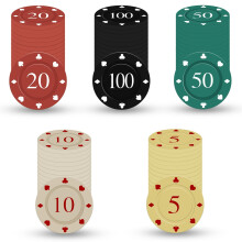 DASHUAIGE 100pcs Poker Chips, Denomination Poker Chip Set with numbers, Plastic Casino Quality Chips for Casino Parties, Learning Counters Disks, Cas