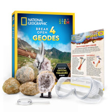 National Geographic Break Open 4 Geodes Earth Science Kit for Kids