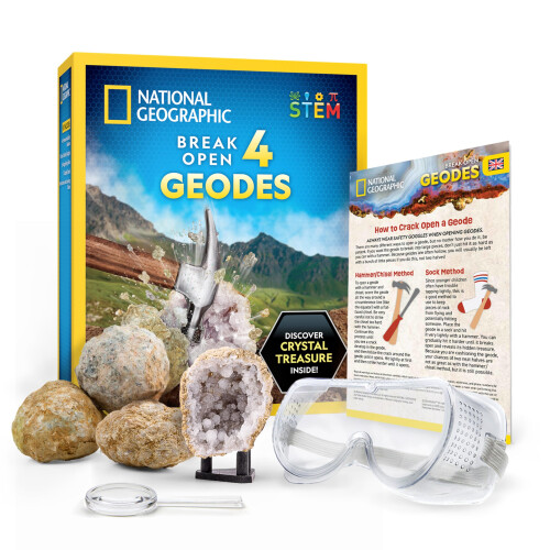 National Geographic Break Open 4 Geodes Earth Science Kit for Kids