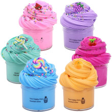 BTOIURF 6 Pack Fluffy Butter Slime Kit, Include 6 Pack Cute Mini Charms, DIY Butter Slime Party Gift,Super Soft and Non-Sticky, Stress Relief Toy for