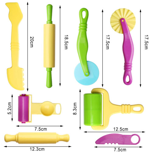 nuoshen 20 Pcs Clay Dough Tool Kit, Plastic DIY Clay Dough Modelling Tools Set Rollers and Cutters for Kids(Random Color) 2