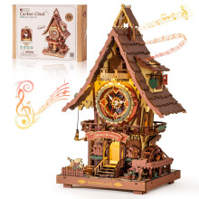 ROBOTIME 3D Puzzle Cuckoo Clock for Adults,Wooden Puzzle Model Kits to Build,Working Clock with Cuckoo Sound,Home Decor Craft,Gift for Teens & Adults