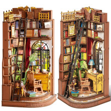 Rolife Book Nook Kit for Adults DIY Miniature Kit with Lights Silent Corner Study Booknook Model Kits for Adults to Build 3D Wooden Puzzle for Desk L
