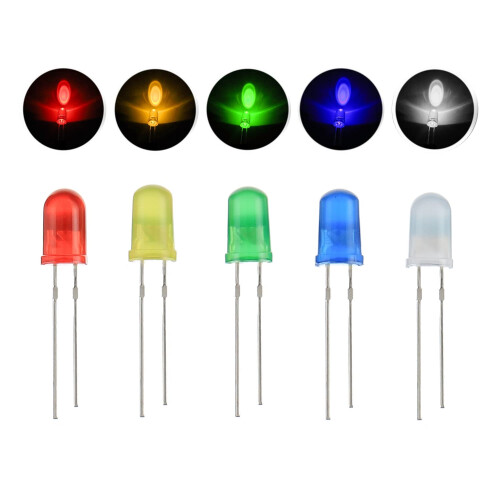 500pcs 5mm LED Diode Assorted Colors Kit, Bright Round LED Lamps for Electronics Projects 2