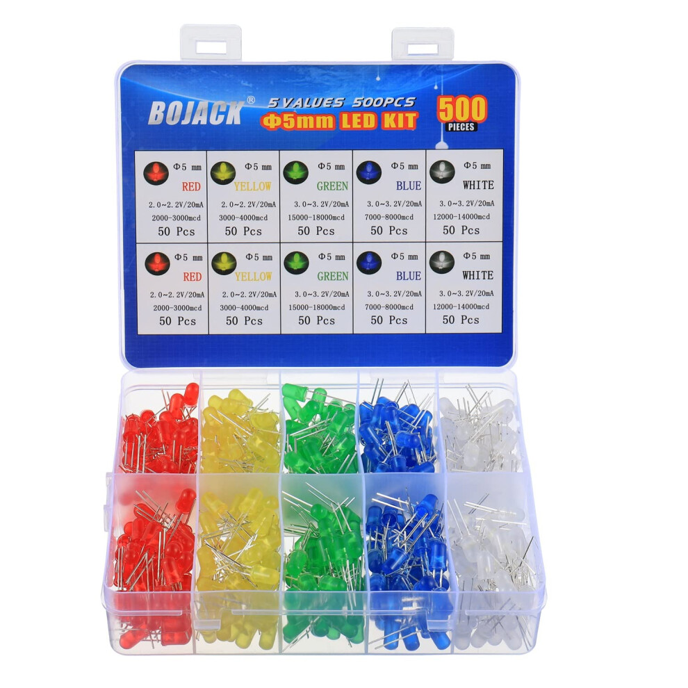 500Pcs 5Mm Led Diode Assorted Colors Kit, Bright Round Led Lamps For Electronics Projects 9070919003295