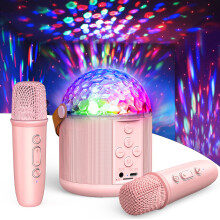Dislocati Birthday Gifts for Girls, Karaoke Machine 2 Microphones Girl Toys Age 3 4 5 6 7 8 9 10 Year Old Girl Gifts Disco LED Lights for Adults Kids