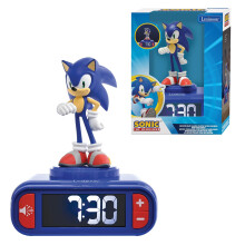 LEXIBOOK, Sonic The Hedgehog, Sonic Night Light Alarm Clock, Sounds and Melodies, Backlit LCD Screen, Luminous, Snooze, Blue, RL800SNLXB