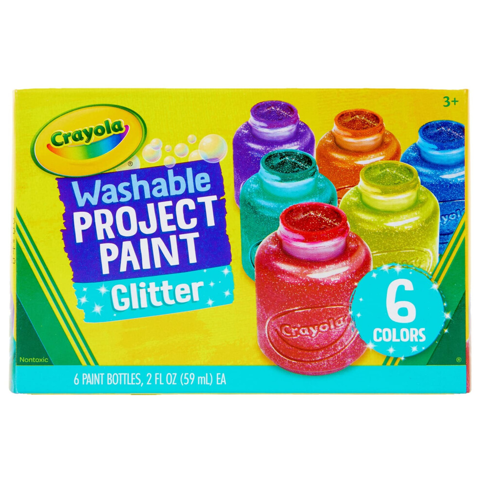 Crayola Washable Glitter Paint - Assorted Colours (Pack Of 6) | Add Some Extra Sparkle To Your Arts & Crafts! | Ideal For Kids Aged 3+