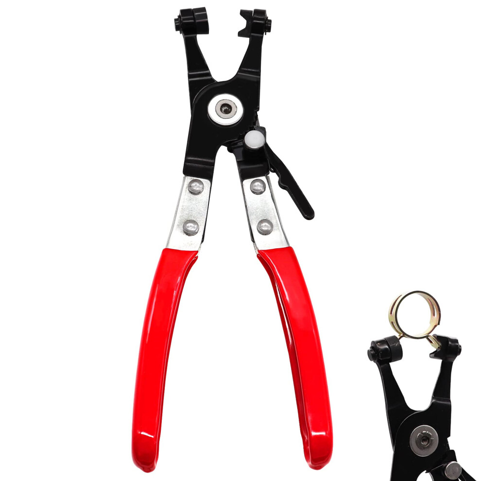 Hose Clamp Pliers Automotive Tool Swivel Flat Band Carbon Steel With Locking Jaw And NonâSlip Grip 9174973528692