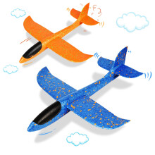 VCOSTORE Foam Glider Planes for Kids, 2 Pcs Large Airplane Toys 17.3'' Polystyrene Aeroplane Toys Flying Gliders, Manual,EEP, Sturdy, Suitable for Fa