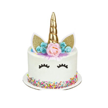 HJHL Unicorn Cake Topper Set, 6 Pieces, Gold, Party Supplies for Birthday, Baby Shower, Wedding, Yellow