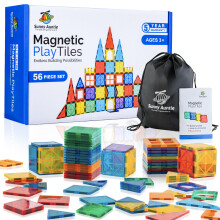 SUNNY AUNTIE Magnetic Tiles 56 PCS, Toy for 3 4 5 6 Year Old Boys Girls Kids & Toddlers, Magnetic Blocks Building Set for kids, STEM Educational Buil
