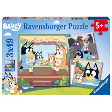 Ravensburger Bluey 3 x 49 Piece Jigsaw Puzzles for Kids, 3 Puzzle Set with Colourful Bluey Designs, Ages 5 Years and Up