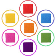 FRIUSATE 14Pcs Throwing Game Set,7Pcs Nylon Bean Bags (5 * 5CM) 7Pcs Plastic Toss Rings Colorful Kids Beanbag Toss Game Carnival Toys for Toddlers Ki