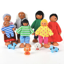 Aolso Dolls House Dolls, 11 Pieces Doll's House Doll Family Made of Wood, Figures Dolls Play Set Bending Dolls Accessories, Wooden Dollhouse Family D