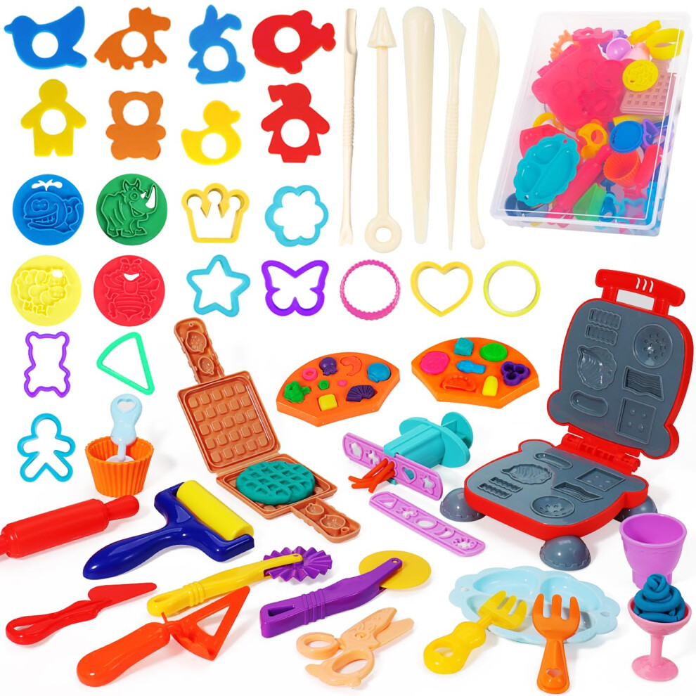 Photos - Other Toys Jiosdo Dough Tools and Cutters, 48 Pcs Dough Tools Burger Barbecue Set, Clay Tools Sets for Kids, Extruders Rollers Molds wi