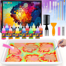 GOLMUD 12 Colour Water Marbling Paint Kit for Kids, Art and Craft Kits for Girls and Boys,Paint Craft Kits Creative Toys Birthday Gift for Kids 6 7 8