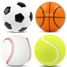 Yeefunjoy 4Pack Sports Stress Balls Fidget Toy Fidget Sensory Anxiety Stress Relief Toy for Kids Adults, Includes Basketball Football Baseball Tennis