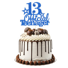 Tyqour Happy 13th Birthday Cake Topper Glitter Official Teenager Decorations Funny Birthday Cake Pick 13th Teenager Decorations for Party Supplies