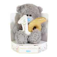 Me to You Tatty Teddy 16th Birthday Plush 15cm-High Bear On Luxury Gift Plinth - Official Collection, Grey