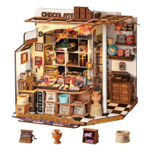 Rolife DIY Miniature House Kit Henry's Chocolate Shop, 330-Piece Model Kit Dolls House for Teens Adults No Glue Needed, 3D Puzzle Mini House Building